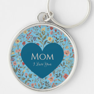 Porte-clés Fête des Mères,,Je T'Aime, Motif Fleurs,Cœur d'Amo