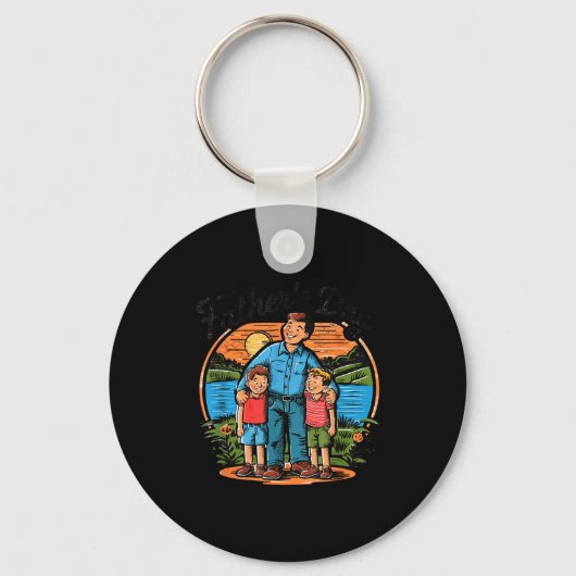 Porte-clés Fête des Pères avec fils idée de conception de pap (Recto)