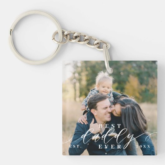 Porte-clés Fête des pères de script Best Daddy Ever (Devant)