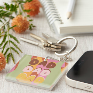 Porte-clés Fête des pères moderne Retro Motif Papa Message