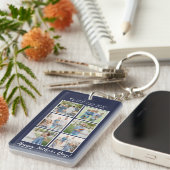 Porte-clés Fête des pères photo Collage bleu marine (Devant droit)