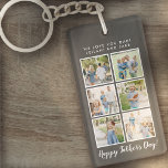 Porte-clés Fête des pères Photo Collage Gris<br><div class="desc">Police de script de meilleur papa avec 6 emplacements photo de famille avec un message personnalisé pour votre papa numéro 1.</div>