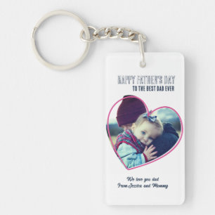 Porte-clés Fête des pères Photo personnalisée Cadre Coeur Coo