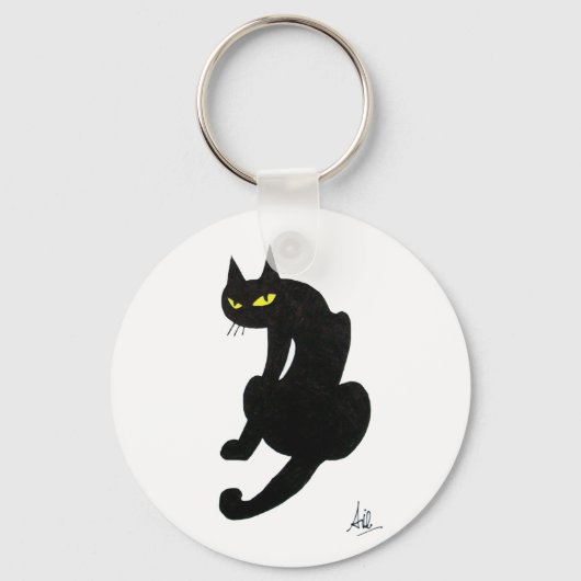 PORTE-CLÉS FÊTE D'HALLOWEEN CHAT NOIR (Recto)