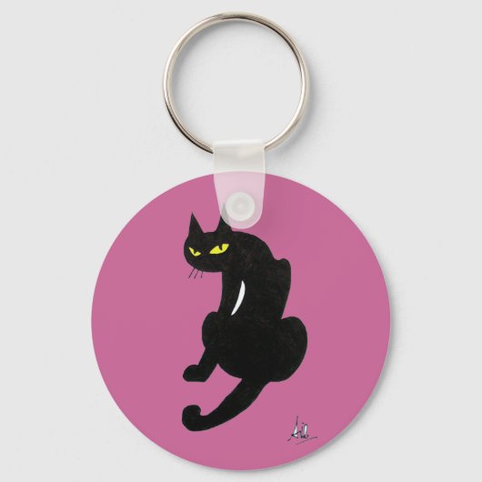 PORTE-CLÉS FÊTE D'HALLOWEEN CHAT NOIR (Recto)