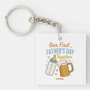 Porte-clés Fête du Premier Père ensemble - Bière et Bouteille