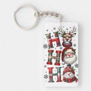 Porte-clés Fête "Ho Ho Ho" Design de Noël avec Reindeer,