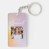 Porte-clés Fête moderne pastel arc-en-ciel rose photo graduat (Dos)