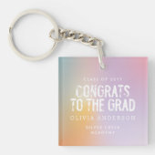 Porte-clés Fête moderne pastel arc-en-ciel rose photo graduat (Devant)