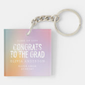 Porte-clés Fête moderne pastel arc-en-ciel rose photo graduat (Dos)