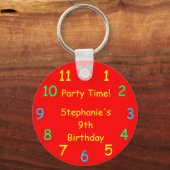 Porte-clés FÊTE Nom personnalisé, 9e anniversaire (Recto)