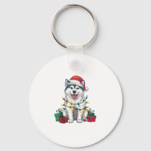 Porte-clés Feu de Noël Feu de Noël Chapeau Malamute Chien Noë