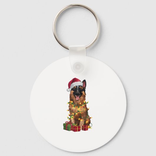 Porte-clés Feu de Noël Santa Hat Belge Tervuren Chien Chris (Recto)
