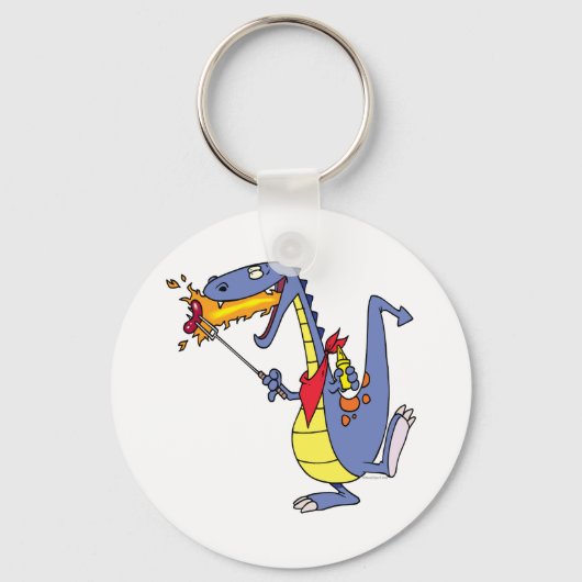 Porte-clés feu drôle de cuisson des saucisses dragon dessin a (Recto)