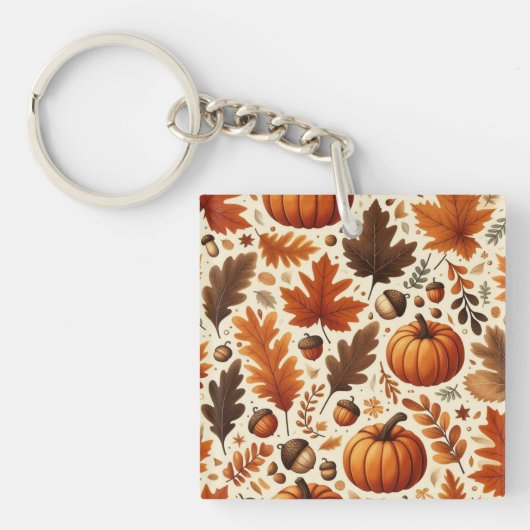 Porte-clés feuille/citrouille/cavernes Automne (Devant)