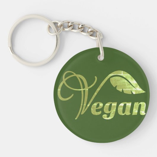 Porte-clés Feuille de logo Vegan (Devant)