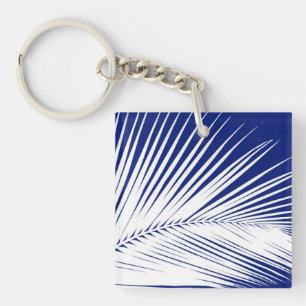 Porte-clés Feuille de palmier - bleu marine et blanc