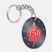 Porte-clés Feuille d'érable du Canada 150 et feux d'artifice (Devant gauche)