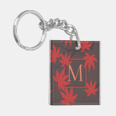 Porte-clés Feuille d'érable Monogramme moderne (Devant gauche)