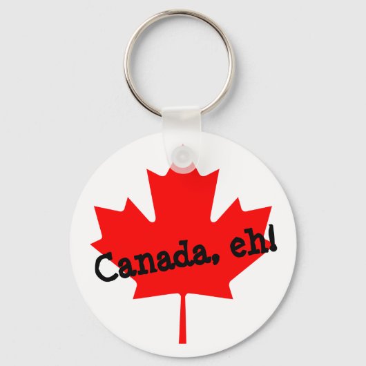 Porte-clés Feuille d'érable rouge vif Canada eh! (Recto)