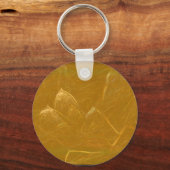 Porte-clés Feuille d'or en cuivre : Lotus Design gravé (Recto)