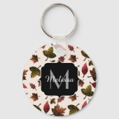 Porte-clés Feuille étincelant automne motif Monogramme (Recto)