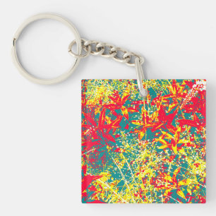 Porte-clés Feuille rouge vert jaune et blanc