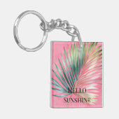 Porte-clés Feuille tropicale verte rose (Devant gauche)