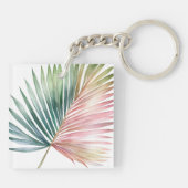 Porte-clés Feuille tropicale verte rose (Dos)