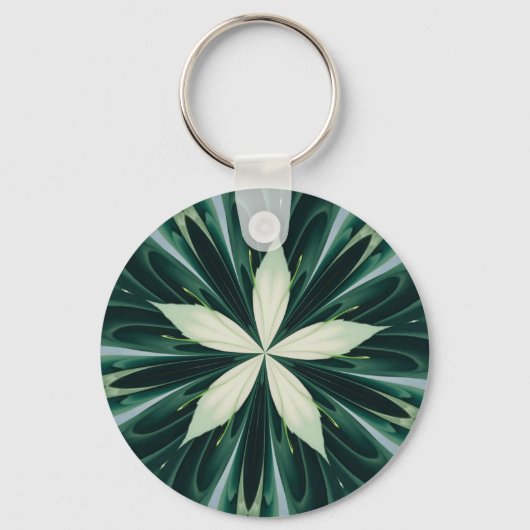 Porte-clés Feuilles Blanches Dans un Kaléidoscope de Forêt Ve (Recto)