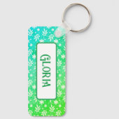 Porte-clés Feuilles blancs sur Porte - clé vert (Verso)