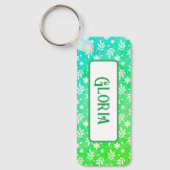 Porte-clés Feuilles blancs sur Porte - clé vert (Recto)