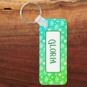 Porte-clés Feuilles blancs sur Porte - clé vert (Recto)