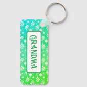 Porte-clés Feuilles blancs sur Porte - clé vert (Verso)