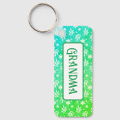 Porte-clés Feuilles blancs sur Porte - clé vert (Recto)