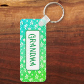 Porte-clés Feuilles blancs sur Porte - clé vert (Verso)