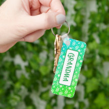 Feuilles blancs sur Porte - clé vert