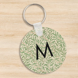 Porte-clés Feuilles botaniques de saule monogramme William Mo