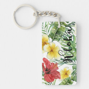 Porte-clés Feuilles botaniques tropicales et fleurs Floral Al