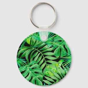 Porte-clés Feuilles d'aquarelle tropicale : Élégance transpar