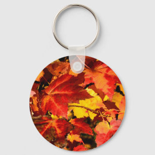 Porte-clés Feuilles d'automne colorées, feuille d'érable roug
