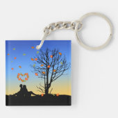 Porte-clés Feuilles d'automne en forme de coeur Couple (Dos)