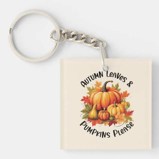 Porte-clés Feuilles d'automne et Citrouilles s'il vous plaît (Devant)