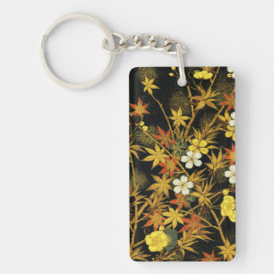 Porte-clés Feuilles d'automne japonaises Antique botanique