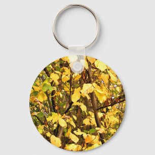 PORTE-CLÉS FEUILLES D'AUTOMNE JAUNE