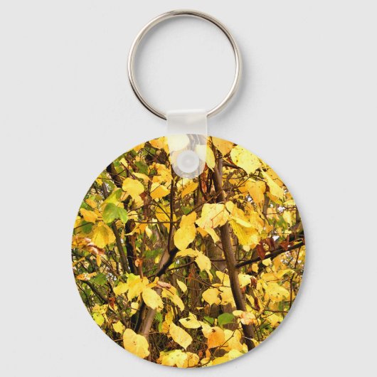 PORTE-CLÉS FEUILLES D'AUTOMNE JAUNE (Recto)