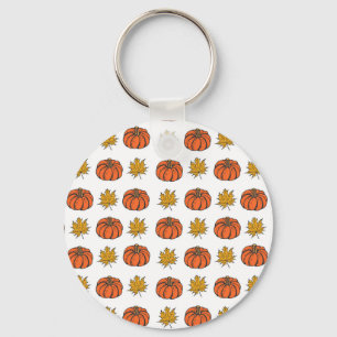 Porte-clés Feuilles d'automne : Motif Citrouille à main