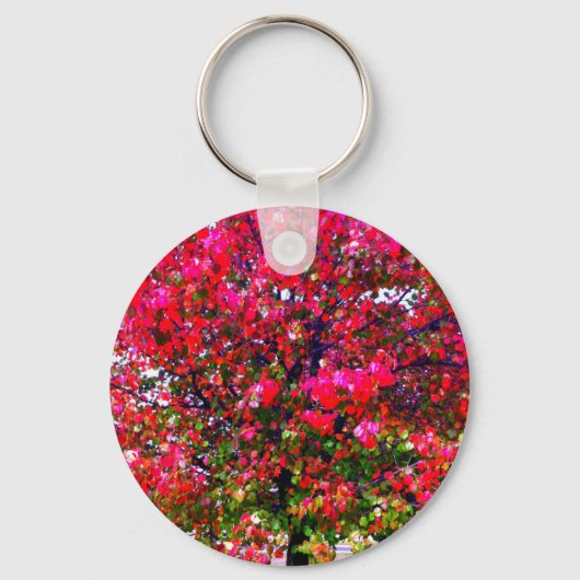 Porte-clés Feuilles d'automne rose impressionniste (Recto)