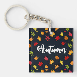 Porte-clés Feuilles d'automne rouges orange jaune qui tombent