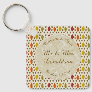 Porte-clés Feuilles de chêne et Acorns Automne Mariage d'auto